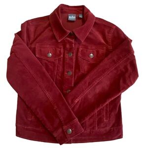 New York & Company Red Velvet Trucker Jacket